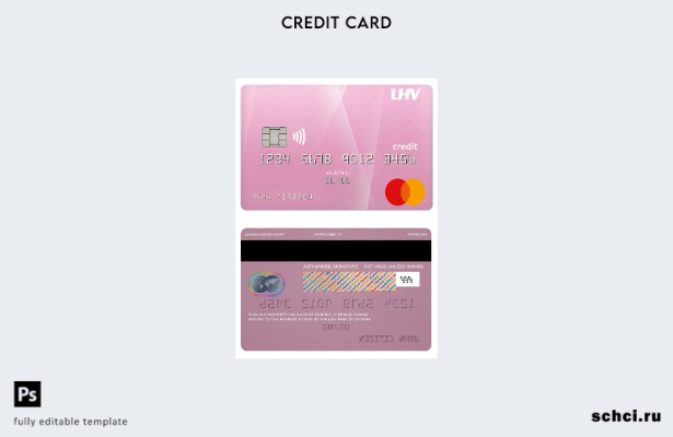 цифровая загрузка шаблона кредитной карты Mastercard банка LHV в Эстонии